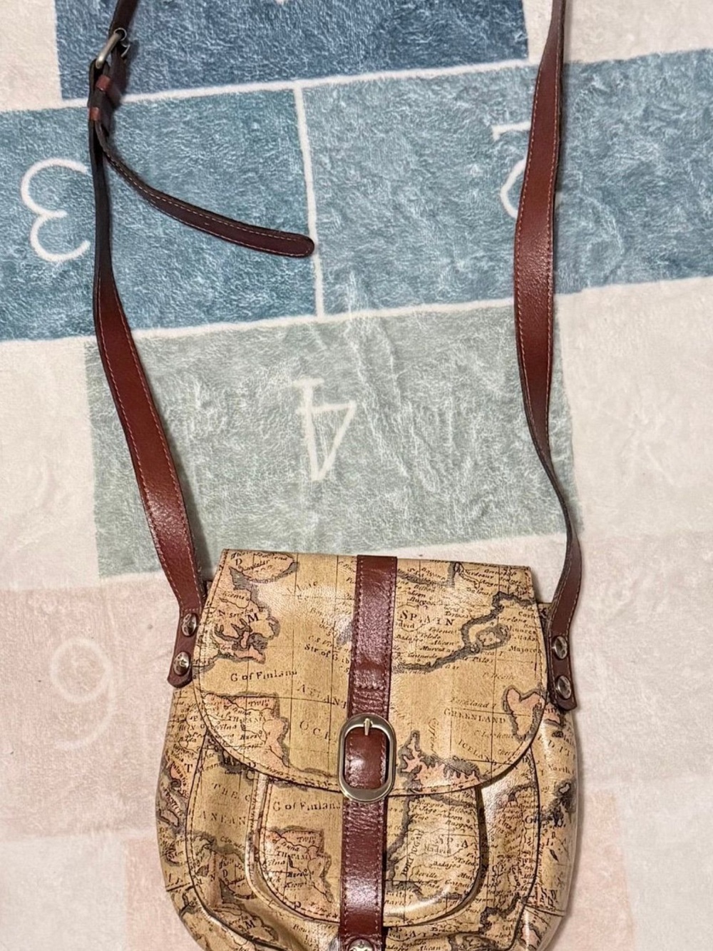 Patricia Nash Vintage Map-Print Crossbody Bag in Brown